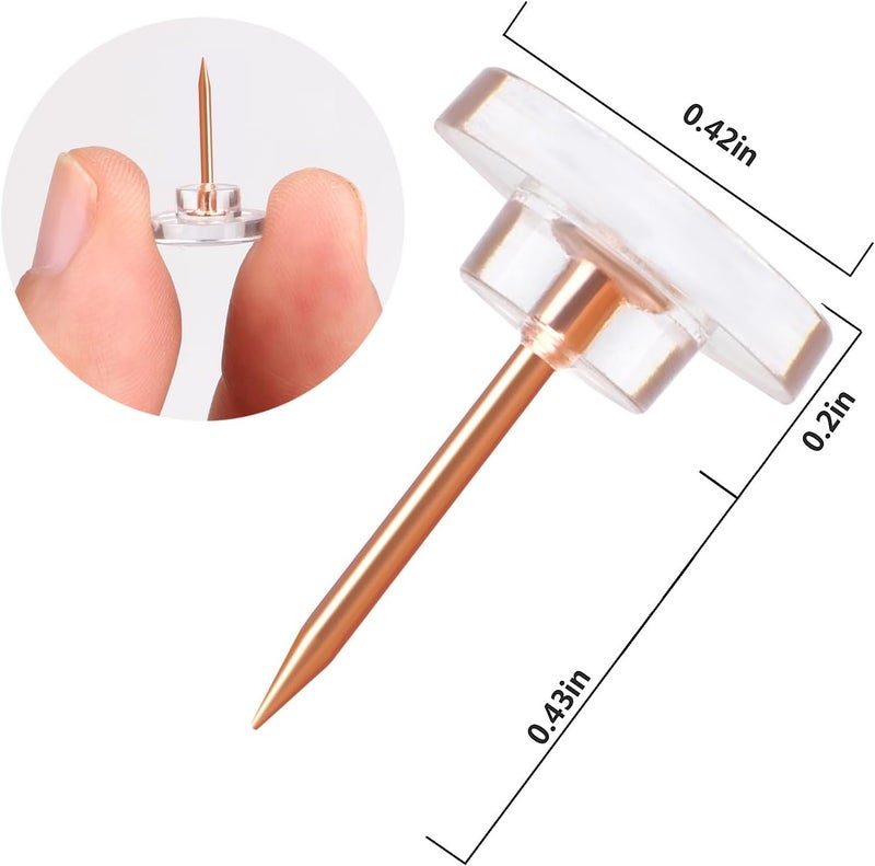 Yalis Push Pins 200-count Flat Rosegold Thumb Tacks Steel Point and Plastic Head for Corkboard and Wooden Photo Wall - Image 3